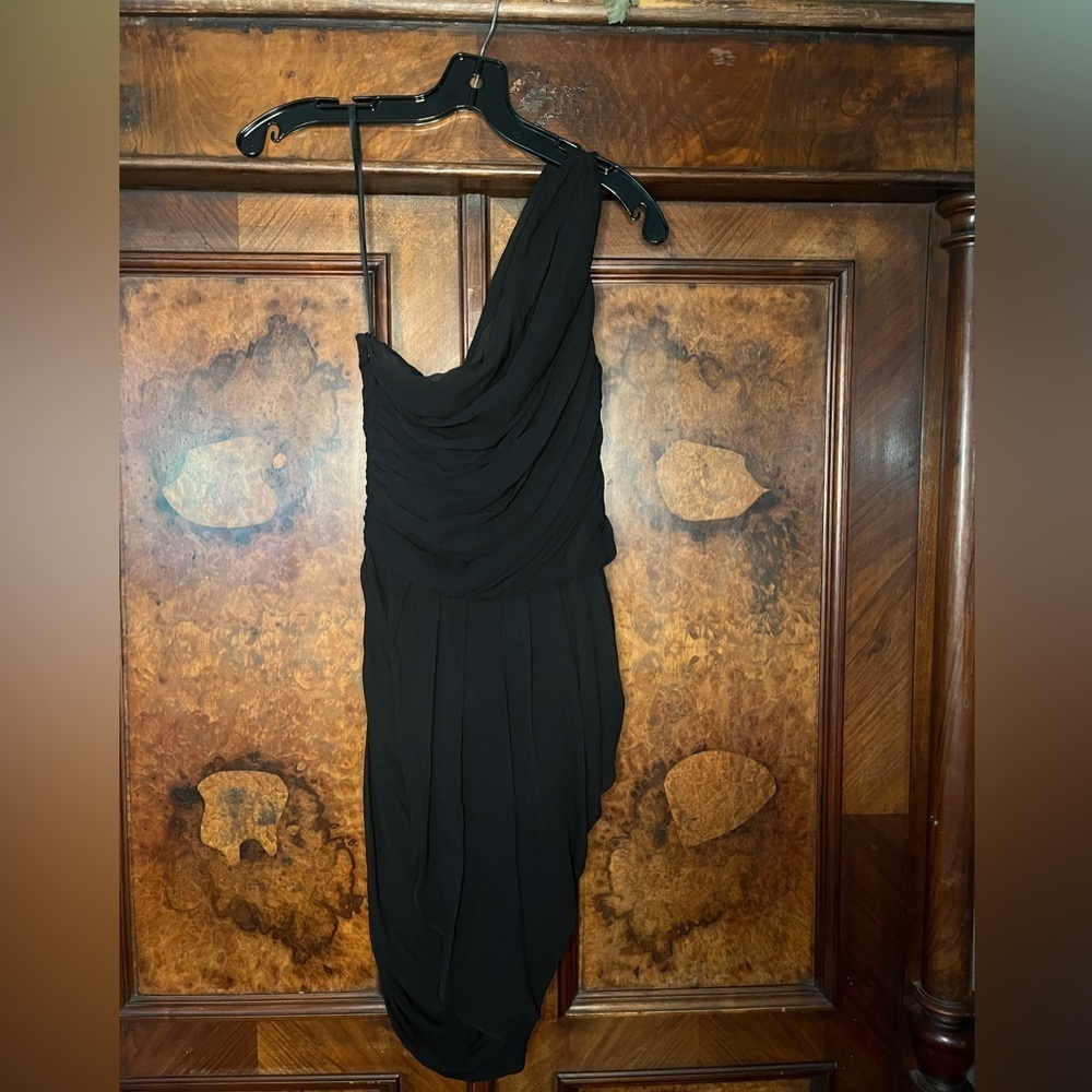 EUC Mara Hoffman- Black One-Shoulder Silk Dress. Size 0.